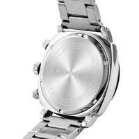 Montre à quartz pour homme en acier inoxydable de 42 mm avec cadran simple à aiguilles, logo personnalisé, étanche 3ATM, mouvement SEIKO, chronographe