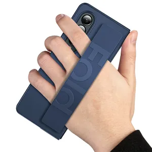 Casing ponsel Samsung Galaxy Z Fold 5 buah, casing ponsel Matte keras belakang untuk Galaxy Z Fold 4 tali pergelangan tangan dengan tali genggam silikon