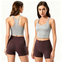 Débardeur de yoga dos nageur pour femme, sans manches, court, en polyester et élasthanne, extensible et doux, pour l'entraînement et les activités sportives