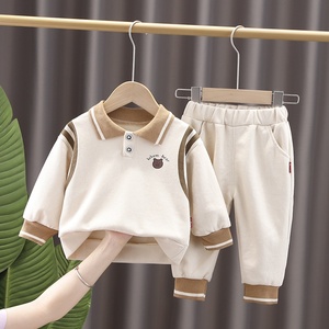 2025 bébé garçon nouveau à la mode vêtements pour bébés élégant à manches longues automne <span class=keywords><strong>sweat</strong></span> ensemble décontracté bouton printemps à la mode dessin animé - Product Image 1