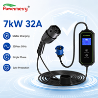 Nouveau chargeur EV portable 7 kW 32 A Type 2 monophasé 230 Vca 50 Hz IP67 avec câble de 5 m pour maison et garage européen, garantie de 2 ans