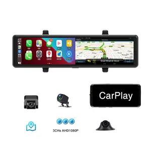 12 인치 자동차 DVR 백미러 Carplay 및 안드로이드 자동 2.5K 와이파이 대시 캠 3 채널 자동차 캠 후면 카메라 자동 레코더