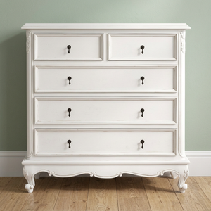 Antique French European Style White Solid Mahogany MDF <b>Chest</b> Drawer Dresser Bedroom Set Hand Carved Hotel Apartment Use <b>Storage</b> - Product Image 2