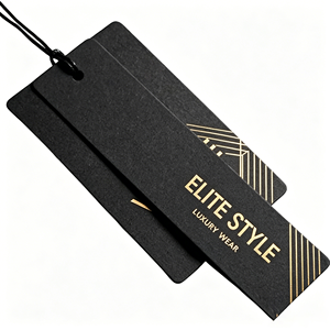 Etiquetas colgantes personalizadas negras, etiquetas de ropa de papel kraft, etiquetas colgantes impresas, precios, marcas de ropa, etiquetas para joyería - Product Image 1