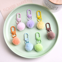 Boule de Cheveux Artificielle en Fausse Fourrure Pom Pom Écouteurs Sac Pendentif Porte-clés Mignon Mini Peluche Douce et Moelleuse Pompon Boule de Poils Porte-clés Charme