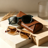 Lunettes de soleil polarisées UV400 pour hommes, légères, en acétate de magnésium et d'aluminium, avec verres gris solides, idéales pour la conduite et les voyages