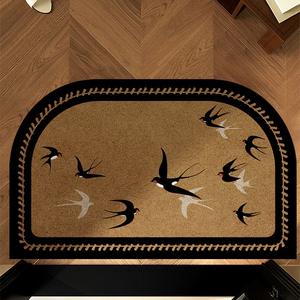 Paillasson de style vintage rectangulaire antidérapant en boucle de soie, motif original hirondelles printanières pour entrée de maison - Product Image 4