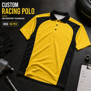 Polo de course personnalisé pour homme, tissu tricoté color block, vêtements d'équipe de sport automobile, fabricant OEM ODM à marque privée - Product Image 1