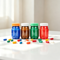 Conteneur d'emballage en plastique PET brun ambré de 265 ml, résistant à la lumière, avec bouchon inviolable à décoller, pour pilules, capsules, compléments alimentaires
