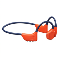 Earphone Konduksi Tulang Tanpa Kabel, Headset Tahan Air IPX8 dengan Pengait Telinga, Pemutar MP3 Kartu TF untuk Berlari dan Berenang