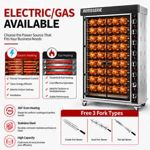 Forno Commerciale a Gas per Polli Arrosto, Macchina per Arrosto in Acciaio Inossidabile con 6 Aste, Griglia Automatica Rotante per Pollame - Product Image 6