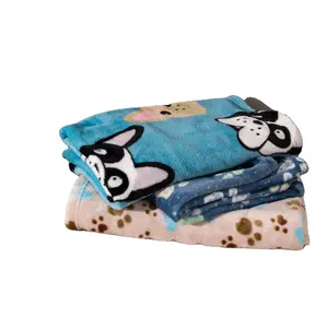 पिल्ला बिल्ली का बच्चा नरम ऊनी कंबल फेंक कुत्ते जैसा गर्म बिस्तर चटाई प्रिंट ऊनी कंबल