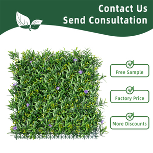 P242 حديقة الديكور في الهواء الطلق لمسة حقيقية البلاستيك فو لوحة النباتات الخضراء الاصطناعية ورقة الأوكالبتوس والأرجواني جدار روز - Product Image 3