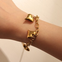 Bracelets unisexes pour femmes, minimalistes et épaisses, avec cœur en perles, anti-ternissement, plaqué or 18 carats, bracelets ajustables