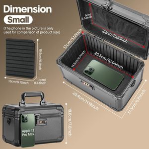 Boîte de rangement verrouillable pour médicaments, argent liquide, téléphone et objets de valeur, à l'épreuve des enfants, portable et durable, 12,2 x 7,8 x 6,8 pouces, noire - Product Image 2