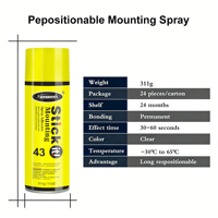 Spray adhésif transparent repositionnable écologique sans acide séchage rapide liaison permanente forte pour papier léger, bois, feuille et construction