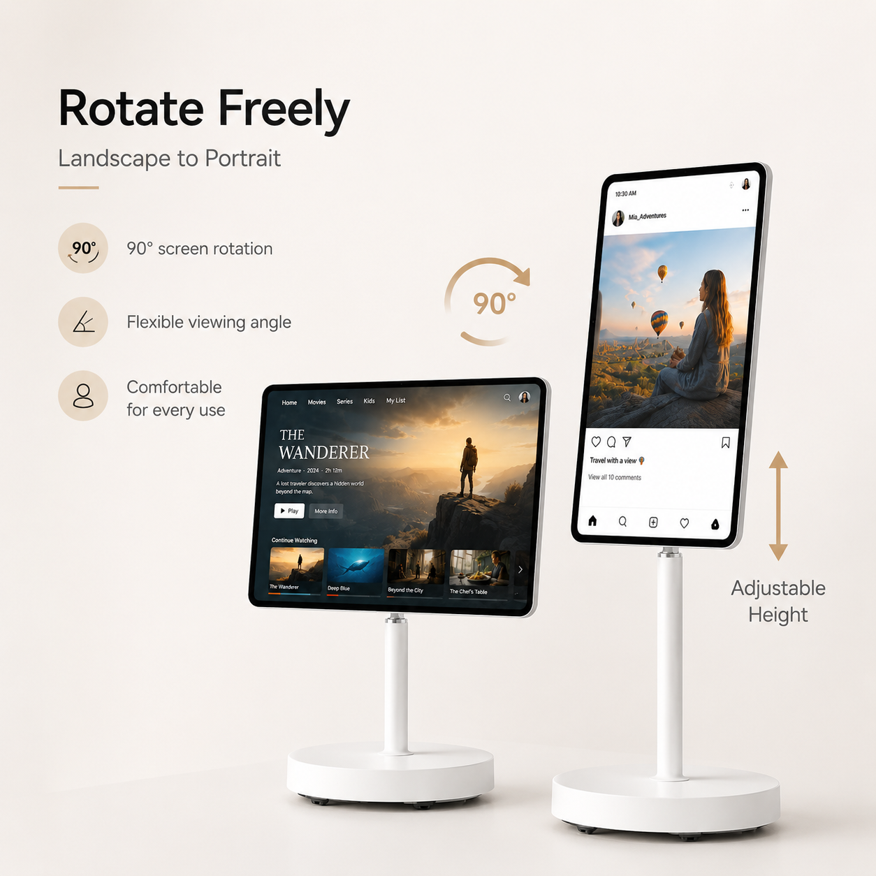 Portable Smart Touch Screen TV Monitor with Rolling Stand, Wireless Android Display for Home, Office, Fitness, Education & Entertainment - View 6