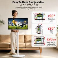 Téléviseur intelligent mobile rotatif de 24, 27, 32 pouces avec écran tactile, sur pied, blanc, LCD, WiFi, USB pour salle de sport, chambre et maison - Vente en gros