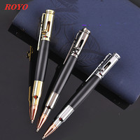 Pena pulpen logam 1.0mm, desain aksi baut berbentuk peluru dengan Logo kustom senapan & gaya sproket klip hadiah bisnis