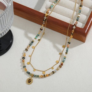 <span class=keywords><strong>Collana</strong></span> di perline di pietra naturale colorata di lusso di lusso all'ingrosso della fabbrica <span class=keywords><strong>collana</strong></span> con nappe e nappe - Product Image 1