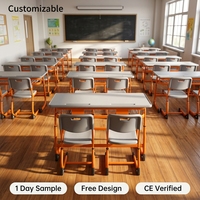 Meubles de classe scolaire, usine certifiée ISO, ensemble de bureau et chaise double ergonomique réglable et robuste pour salle de classe