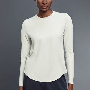 Tiaose kaus Yoga serbaguna wanita, pakaian lengan panjang longgar leher bulat, atasan olahraga kebugaran kasual musim gugur - Product Image 4