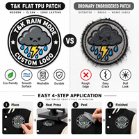 Patch TPU plat personnalisé à presser à chaud, motif éclair, lavable, durable, facile à appliquer pour sweat à capuche, veste, uniforme, étiquette TPU