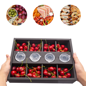 Trong kho đen 8 ngăn du lịch dã ngoại bữa ăn container takeout giấy thực phẩm gấp hộp với khay giấy và 2oz nước sốt cốc chủ - Product Image 1