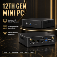 Mini PC 16 Go de RAM MQ12 Intel Core I5-12450H NVMe 4.0 SATA Double Lecteur DP 6x USB AX200 WiFi 6 Windows 11 Linux Ordinateur de Bureau