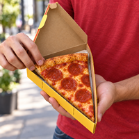 Boîtes à pizza triangulaires personnalisées imprimées en carton pour une seule part, idéales pour la restauration de rue et les plats à emporter
