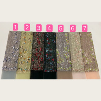 Tissu en tulle brodé de paillettes métalliques lourdes G3259, orné de fleurs et de perles, 7 couleurs, pour robes de mariée, robes de soirée, filles