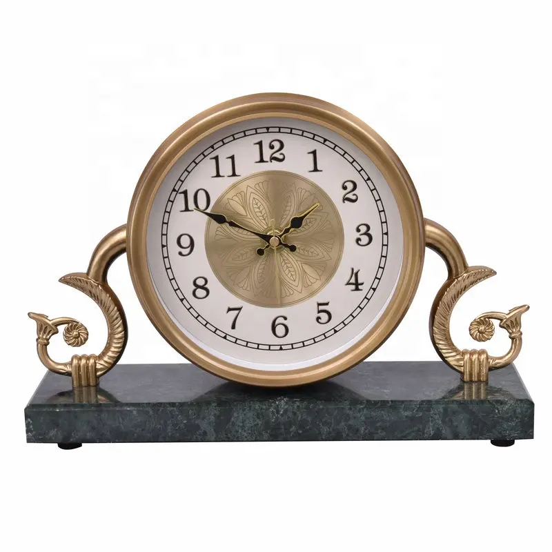 8 inch living room fashionable retro desk clock American antique gold-plated marble luxury desktop modern simple desk clock