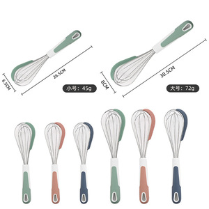 Batteur à œufs double usage avec spatule en silicone, fouet en acier inoxydable pour la pâtisserie, outil de mélange pour la cuisine - Product Image 3