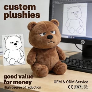 Ours en peluche grincheux et en colère personnalisé, animal en peluche morose, peluches personnalisées OEM et ODM - Product Image 1