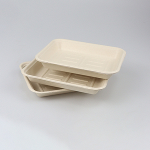 Plaques de bagasse de canne à sucre jetables rectangulaires à 5 compartiments micro-ondable sulfurisé avec plateau à 5 compartiments pour le camping - Product Image 6