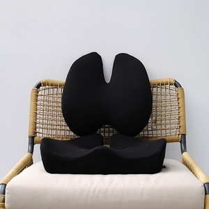 Lumbar Support Cushion Memory <b>Foam</b> Gray And Black Ergonomic Office Chair Seat <b>Pad</b> For Back Pain Relief - Product Image 2