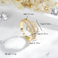 Bijoux de mode populaire 14k zircon plaqué or laiton étincelant couple mariage bague en or en gros