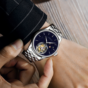 นาฬิกาข้อมือ AESOP Flying Tourbillon Movement สำหรับผู้ชาย ดีไซน์โครงกระดูก เครื่องจักรกลหรูหรา กันน้ำ พร้อมกระจกแซฟไฟร์ จัดส่งแบบดรอปชิปปิ้ง - Product Image 2
