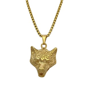 Colgante de acero inoxidable con cabeza de zorro yunnique, collar del zodiaco animal de Color dorado, joyería para hombre estilo Hip Hop Punk - Product Image 1