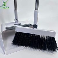 YINGJIA Vente directe Ensemble balai et pelle pliables à long manche, pelle à déchets en plastique coupe-vent pour le nettoyage des sols domestiques