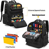 Sac à dos tactique en denim Rexmica pour hommes, 3 pochettes à outils, résistant à l'eau, épaulettes rembourrées, ceinture