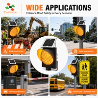 Luz de Advertencia LED Solar Intermitente Ámbar de 300 mm, Lámpara de Seguridad para Barricadas y Tráfico, 360°, para Conos de Tráfico, Construcción, Zonas de Riesgo y Trabajo