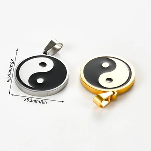 Collier Tai Chi en acier inoxydable pour hommes et femmes, pendentifs classiques <span class=keywords><strong>Yin</strong></span> <span class=keywords><strong>Yang</strong></span>, couleur argent et or, bijoux cadeaux, 1 pièce - Product Image 2