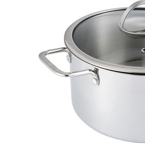 Juego de Ollas de Cocina de 3 Capas de Acero Inoxidable con Tapa de Vidrio, <span class=keywords><strong>Olla</strong></span> Tricapa para Hervir, Apta para Cocina de Inducción - Product Image 3