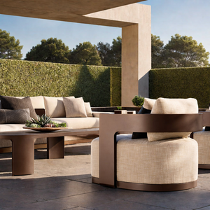 ชุดโซฟากลางแจ้งสำหรับวิลล่า เฟอร์นิเจอร์ระเบียงกลางแจ้ง ชุดโซฟาสวน เฟอร์นิเจอร์กลางแจ้งสำหรับรีสอร์ทหรู โซฟาอลูมิเนียมกลางแจ้งสำหรับโรงแรม - Product Image 2