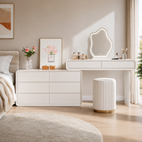 Ensemble de coiffeuse moderne blanche en gros avec miroir éclairé et tiroirs de rangement