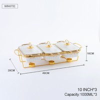 Ensemble de marmites chauffantes en céramique de luxe, 3 pièces, deux oreilles, trois compartiments, kit de réchauffement des aliments pour la restauration à domicile