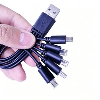 Divisor Micro USB 5 en 1 de 20 cm, Cable de Carga Rápida de 2 A para IOS, Computadora, Teléfono, Banco de Energía, Altavoz, Auriculares