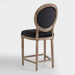 Tabouret <span class=keywords><strong>de</strong></span> <span class=keywords><strong>bar</strong></span> rembourré en bois massif, <span class=keywords><strong>chaise</strong></span> <span class=keywords><strong>de</strong></span> comptoir, avec dos rond, noir, blanc, français, <span class=keywords><strong>louis</strong></span> chêne, - Product Image 2