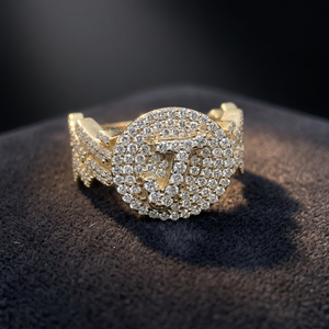 Custom Alphabet 10KT Yellow Gold J Letter Diamond <b>Ring</b> 2.00CT CVD Lab Grown Diamonds <b>Ring</b> for Mens - Product Image 1